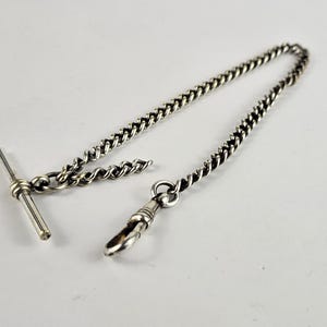 Silver Tone Albert Pocket Watch Chain with Dog Clip Fastener. Vintage