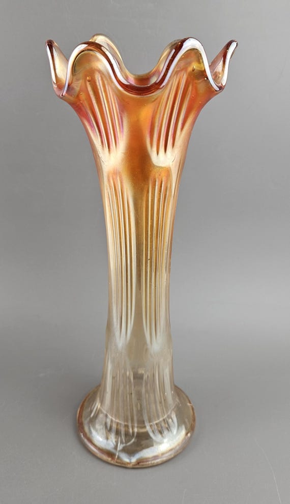花瓶・フラワースタンド Fenton Carnival Glass Marigold Vase Fenton Carnival Glass. Flower Vase, Diamond Pattern, Marigold