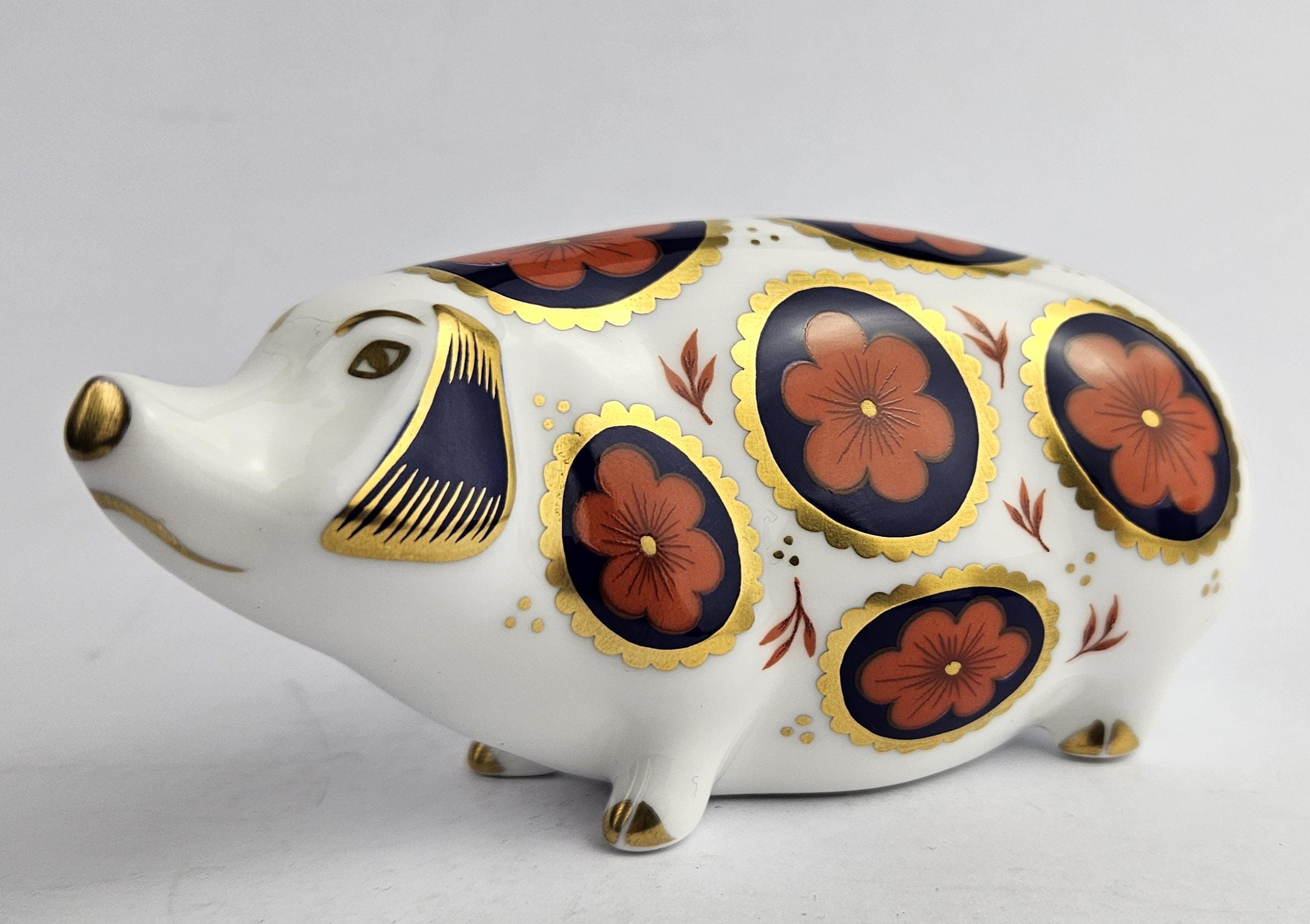 工芸品  Crown Derby Sitting Pig Royal Crown Derby Pig - Etsy UK