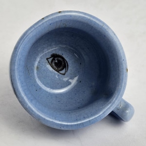 Goo Goo Eye Chamber Pot. Miniature. Collectible Antique Pottery.