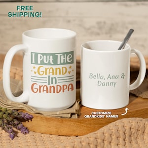 Tazza personalizzata per nonni con i nomi dei nipoti, metto il nonno nella tazza da caffè per nonni, regalo personalizzato per la festa del papà, regalo per i nonni da parte dei bambini