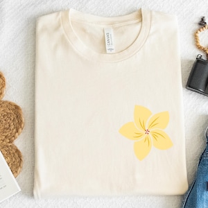 Yellow Plumeria Flower T-Shirt, Tropical Floral Tee, Hawaii Vacation Beach Tee, Summer Vibes Shirt, Beach Shirt, Summer Vacation T-Shirt