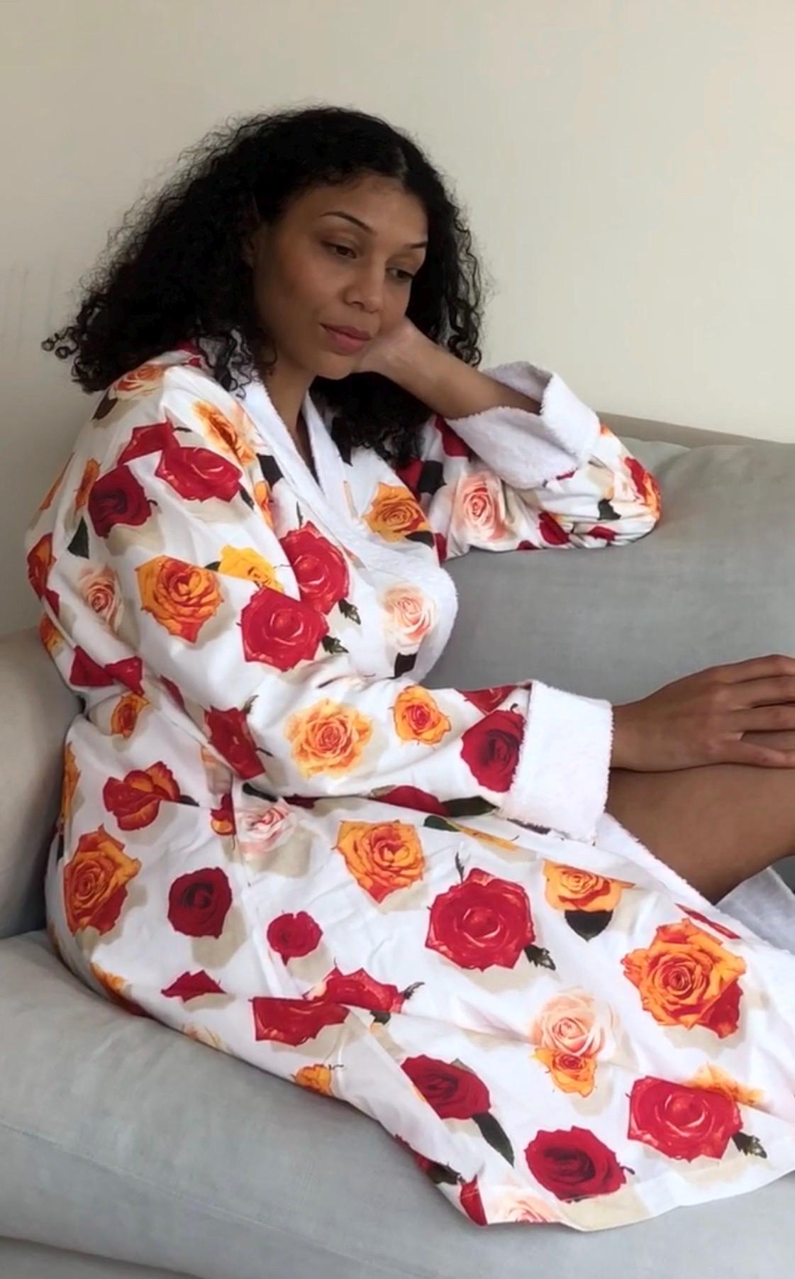 Egyptian Cotton Towelling Robe - Floral Rose Print Bath Gown - Etsy UK