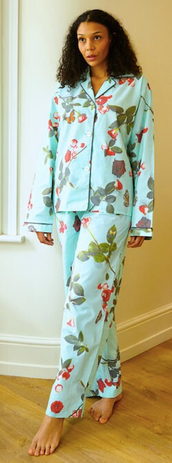 Pyjamas in 100 Egyptian Cotton With Colourful Floral Rose Print Etsy Canada