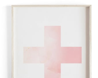 Rose Swiss Cross- Holiday art - Beautifully textured cotton canvas art print. Large scale art