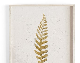 Golden Fern Study vol.2 - Herfst aquarel illustratie. Prachtig getextureerde katoenen canvas kunstprint. Grootschalige kunst