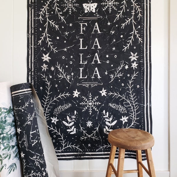 Fa La La Canvas Wall tapestry, hand distressed, exlusive design, large scale, vintage inspired
