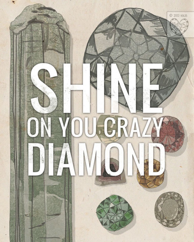 Shine On You Crazy Diamond Beautifully textured cotton canvas art print. Order as an 8x10 11x14 or 16x20 size. image 1
