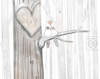 CUSTOMIZE Your Own- Love Birds- Order as an 8x10 11x14 or 16x20 size.