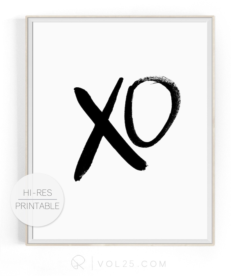 XO Wall Art Decor High Resolution Black and White Brush Etsy