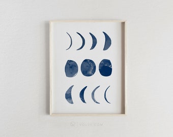 Moon Phases - Moroccan Decor | Cotton Canvas Art Print | Large scale Art | Celestial Artwork