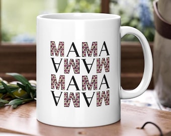 Taza MAMA, taza Día de la Madre, taza con estampado de leopardo Mamá, taza para futura mamá, taza para nueva mamá, taza para nacimiento, taza para nueva mamá, regalo para nacimiento Mamá