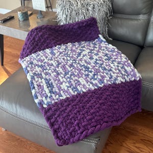 Purple Lavender Chunky Knit Blanket: Soft Cozy Home Decor