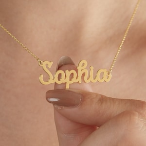 14k Gold Personalized Name Necklace, Custom Name Necklace, Dainty Name Necklace, Name Plate Necklace, Perfect Gift for Her, Girlfriend Gifts