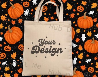 Halloween Tote Bag Mock Up, Fall Tote Bag Mock Up, Cotton canvas tote bag mockup, Tote Bag Mockup, Beige Tote Bag Mockup, Canvas Tote Mockup