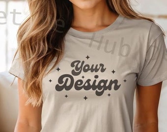 Bella Canvas 3001 TShirt Mockup, Bella Canvas 3001 Shirt, Natural Shirt Mockup, Natural Tshirt Mockup, Oversized TShirt Mockup