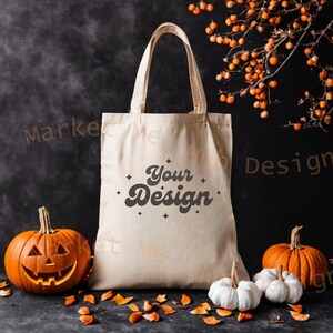 Halloween Mockup, Halloween Tote Bag Mock Up, Fall Tote Bag Mock Up, Tote Bag Mockup, Beige Tote, Bag Mockup, Canvas Tote Mockup