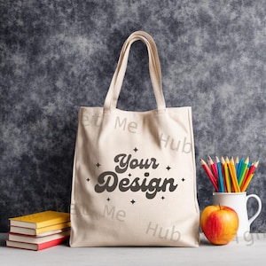 Maquette de sac fourre-tout pour la rentrée scolaire, maquette de sac fourre-tout d'école, maquette de sac fourre-tout en toile de coton, maquette de sac fourre-tout, maquette de sac en toile, maquette de sac fourre-tout