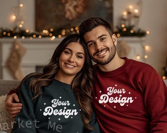 Trendy Christmas Mockups, Gildan 18000 Mockup, Christmas Couple Mockup, Christmas Mock Ups, Gildan 18000 Mockup, Christmas Mockups