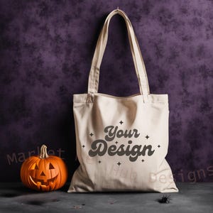 Halloween Tote Bag Mock Up, Fall Tote Bag Mock Up, Cotton canvas tote bag mockup, Tote Bag Mockup, Beige Tote Bag Mockup, Canvas Tote Mockup
