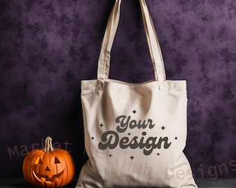 Halloween Tote Bag Mock Up, Fall Tote Bag Mock Up, Cotton canvas tote bag mockup, Tote Bag Mockup, Beige Tote Bag Mockup, Canvas Tote Mockup
