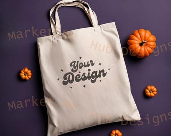 Halloween Mockup, Halloween Tote Bag Mock Up, Fall Tote Bag Mock Up, Tote Bag Mockup, Beige Tote, Bag Mockup, Canvas Tote Mockup