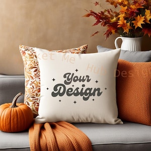 Maquette d'automne, maquette de coussin d'Halloween, maquette de coussin d'automne, maquette de taie d'oreiller, maquette de coussin, maquette d'oreiller