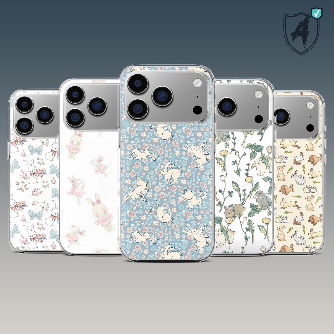 Rabbit Phone Case Cute Bunny Pattern Cover for iPhone 17, 16, 15, 14 ...