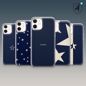 Funda de teléfono azul marino con diseño de estrella para iPhone 16, 15, 14, 13, 12, 11, Samsung S24, S23, S22, A16, A15, A55, A25, Pixel 9Pro XL,8