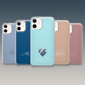 Custodia per telefono con onde minimaliste, custodia estetica carina per iPhone 16, 15, 14, 13, 12, Samsung S24Ultra, S23FE, S22, A15, A54, A25, A14, Pixel 8A, 7