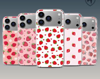 ストロベリー携帯ケース かわいい赤いフルーツカバー iPhone 17 16 15 14 13 12 11 Samsung S25 S24FE S23 S22 A16 A56 A55 Pixel 10 9 8Pro 7A用
