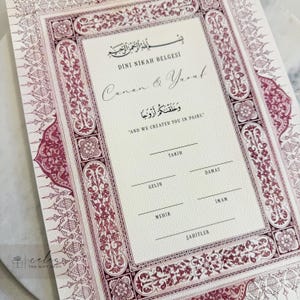 Certificato di matrimonio islamico, certificato Nikah, Dini Nikah Belgesi