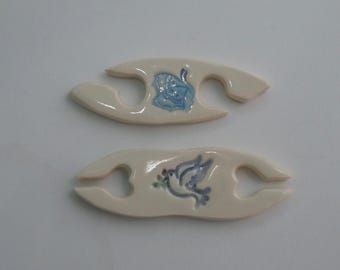 Tatting Shuttles, Set of Two, Handmade, Hand Painted Butterfly and Bird