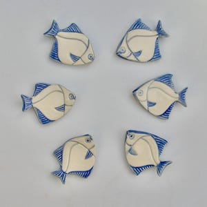 Set of Six Ceramic knife Rests/Chopstick Rests, Spoon/Brush Rests, Flatfish, Handmade