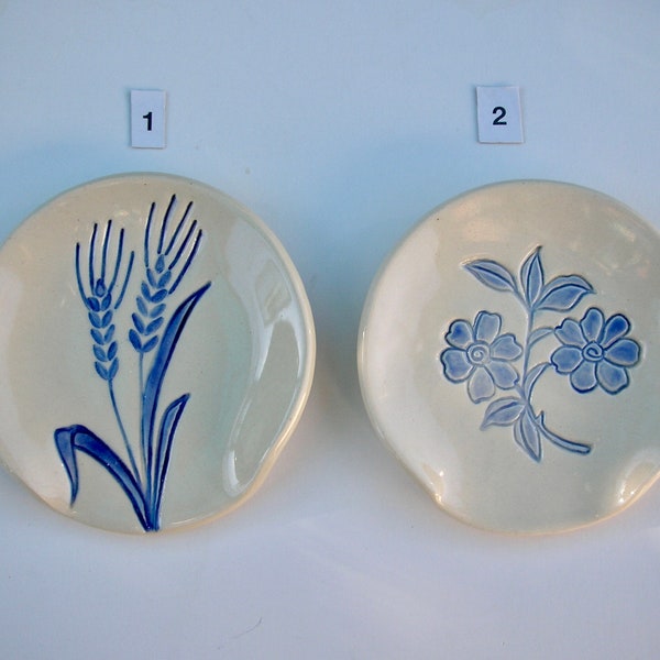 Ceramic Spoon Rest Plates, Your Choice, Handmade and Hand Painted, Free Shipping