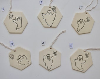 Your Choice of Any Two Ceramic Ornament/gift tags,  Halloween