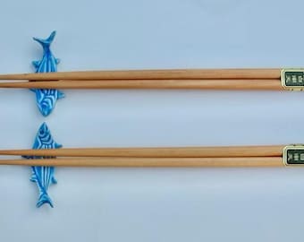 Set of Two (4pcs) Ceramic ChopStick/ Pen Rests with chopsticks, Spoon/Brush Rests, Hand Made Chopstick rests, Tuna