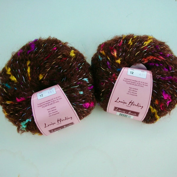 Set of 2 Yarns, Louisa Harding Liberty Boucle Mohair Viscose Color 12