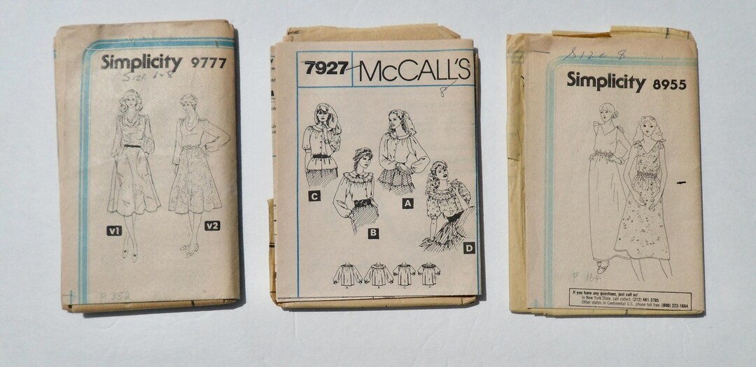 Pattern 7927 Uncut Vintage Set of Three Simplicity Pattern 9777, Size 6, 8 Mccall's ...