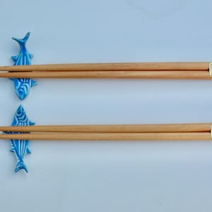 Set of Two Ceramic ChopStick/ Pen Rests with chopsticks, Spoon/Brush Rests, Hand Made Chopstick rests, Tuna