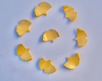 8 Ceramic Chopstick/ knife Rests, Spoon/Brush Rests, Ginkgo Leaf, Handmade Hand Painted