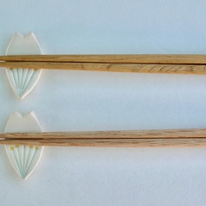 Two Ceramic Chopstick Rests, With Chopsticks, Spoon/Brush Rests, Handmade and Hand Painted Sakura