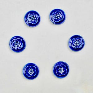 Set of Six 1&quot; Ceramic Buttons, Handmade Porcelain Buttons Food Safe Glaze