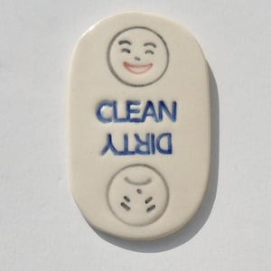 Ceramic Dishwasher Magnet, Clean, Dirty,  Smiley Face,  Handmade, Hand Painted
