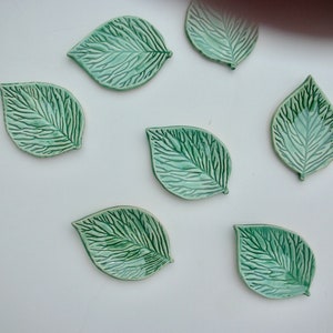 Set of Two Ceramic Mini Leaf Plate, Mamezara, Tea bag Holder/Spoon Rest, Hand Built, Food Safe Glaze