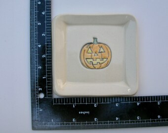 Ceramic Plate/Coaster, Jack O Lantern, Free Shipping