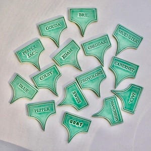 Ceramic Cheese Markers, Set of Five or more, Handmade, Food Safe Glaze image 1