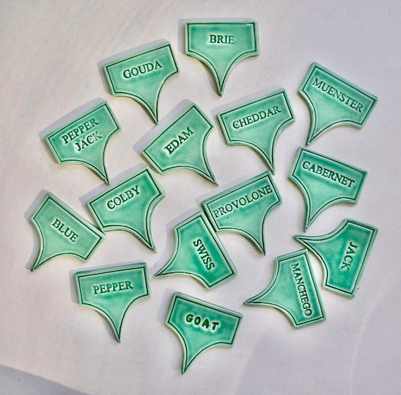 Ceramic Cheese Markers, Set of Five or more, Handmade, Food Safe Glaze