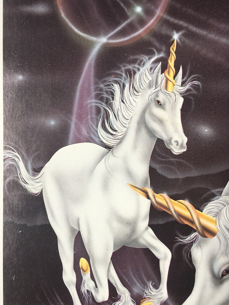 Vintage Unicorn Wall Art / 1980s by Ferraro / Wood Chip Board Etsy UK