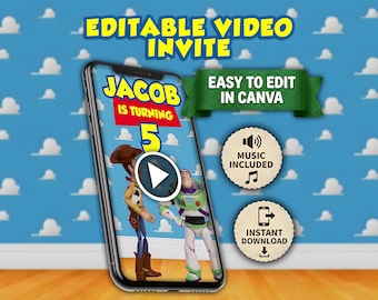 Toy story animated video invitation | Editable Canva Template